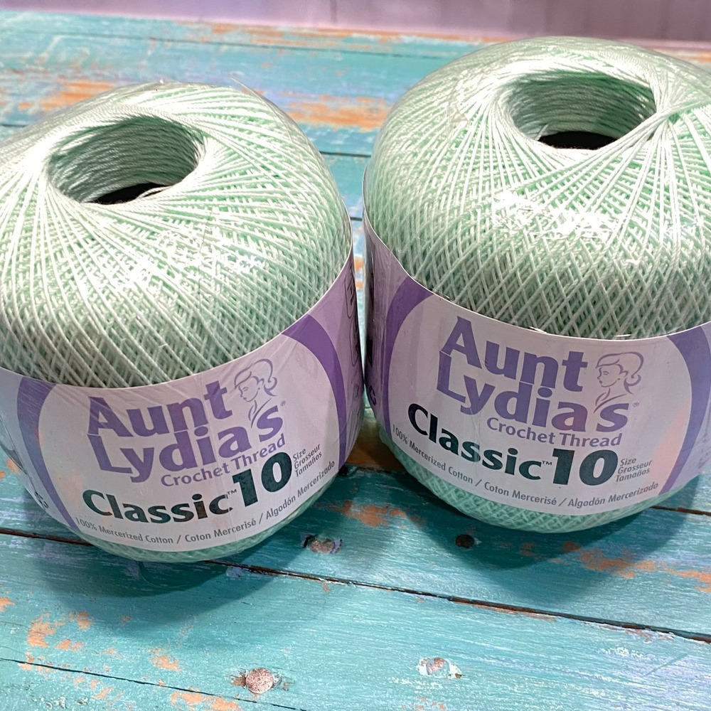 Aunt Lydia’s Classic 10 Crochet Thread Mint Green 0428 Lot of 2 350 Yds Cotton